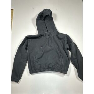 Tesla Cropped 1/4 Zip Hoodie Pullover Sweatshirt Size Womens XS Black